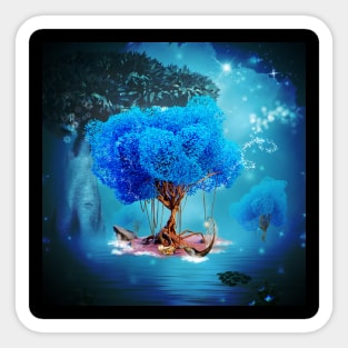 The blue tree on a little island Sticker